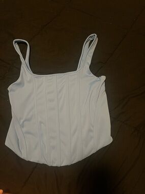 Express Light Blue Corset-Style Tank Top
